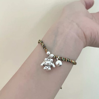 [Có Sẵn] Lắc Tay Đan Vải Charm Thỏ Bạc S999 - SOFT
