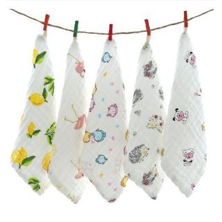 Set 5 khăn mặt xô 6 lớp đa năng cho bé dùng làm khăn rửa mặt, khăn lau dãi sữa
