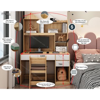 Bàn học sinh liền giá sách đẹp BH6809