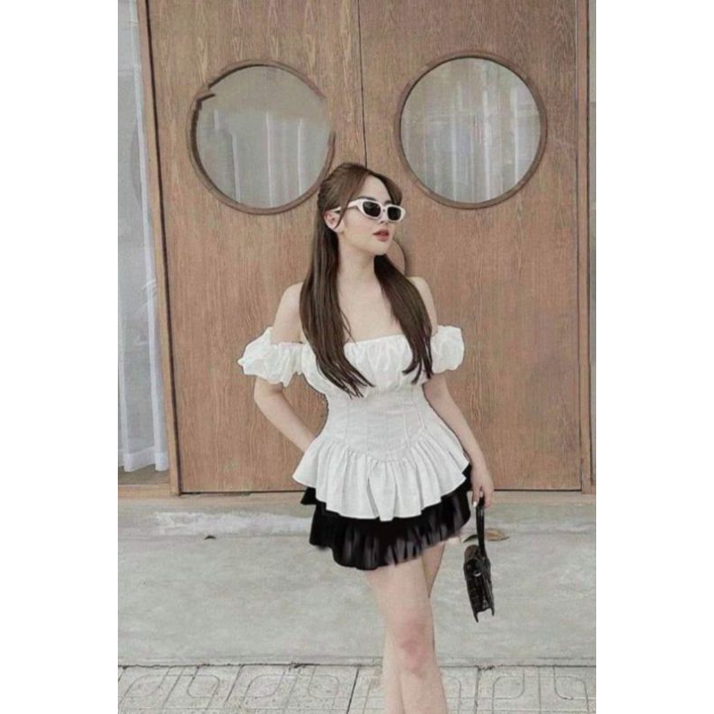 Áo kiểu thiết kế tay bồng xinh xắn