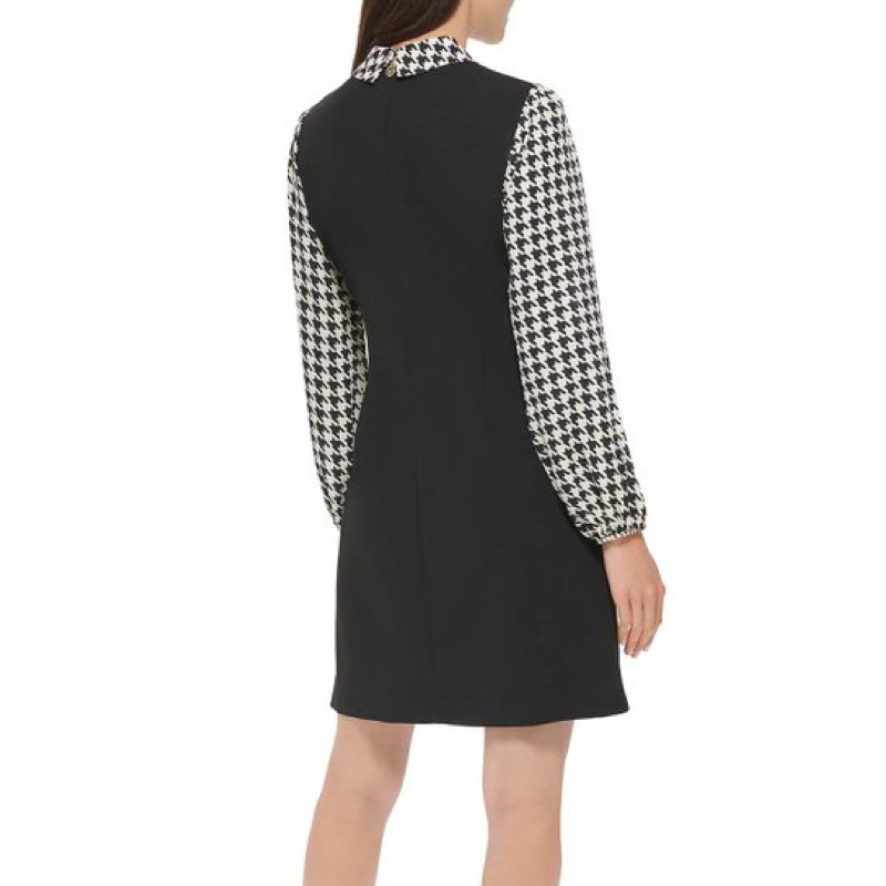 Đầm TM phối hoạ tiết tay dài thanh lịch