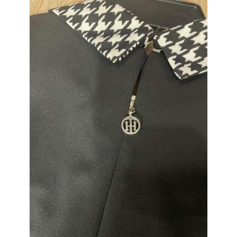 Đầm TM phối hoạ tiết tay dài thanh lịch