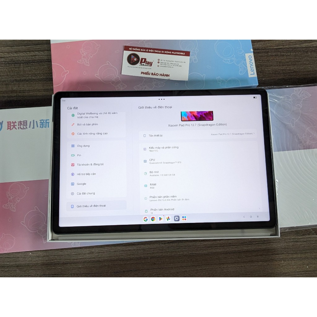 Lenovo Xiaoxin Pad Pro 12.7'' ( 2023) 8/128GB Snapdragon 870  Mới fullbox Có tiếng việt và google Playmobile