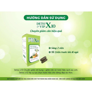 Detox Vip X10 Giảm Cân Mỡ Bụng, Đào Thải Mỡ Thừa hộp 55 viên