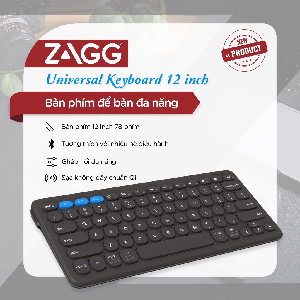 Bàn phím ZAGG Universal Keyboard 12 inch/Mid size/Full size - Bảo hành 1 Năm