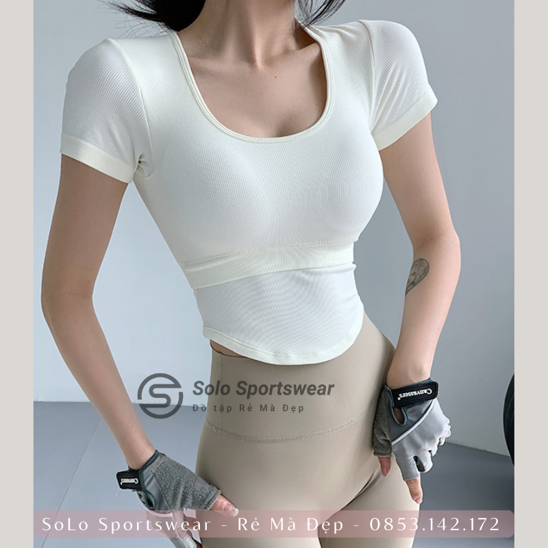 Áo Thun Croptop Ôm Body 𝐂𝐎́ 𝐌𝐔́𝐓 Thể Thao Nữ Tập Gym Yoga Thun Softy Siêu Thoáng Mát Tôn Dáng GYMSTORE 6837