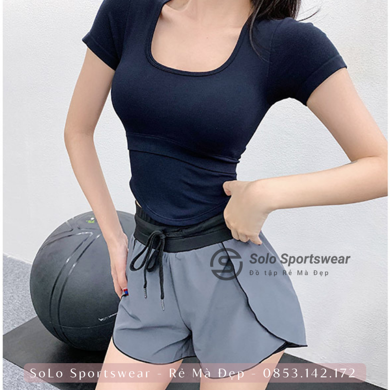 Áo Thun Croptop Ôm Body 𝐂𝐎́ 𝐌𝐔́𝐓 Thể Thao Nữ Tập Gym Yoga Thun Softy Siêu Thoáng Mát Tôn Dáng GYMSTORE 6837