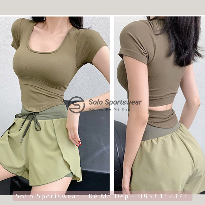 Áo Thun Croptop Ôm Body 𝐂𝐎́ 𝐌𝐔́𝐓 Thể Thao Nữ Tập Gym Yoga Thun Softy Siêu Thoáng Mát Tôn Dáng GYMSTORE 6837