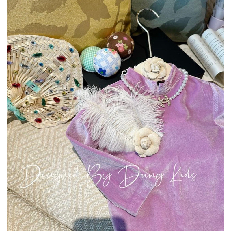 Set Áo Dài Nhung Tím Dungkid - Tết 2024