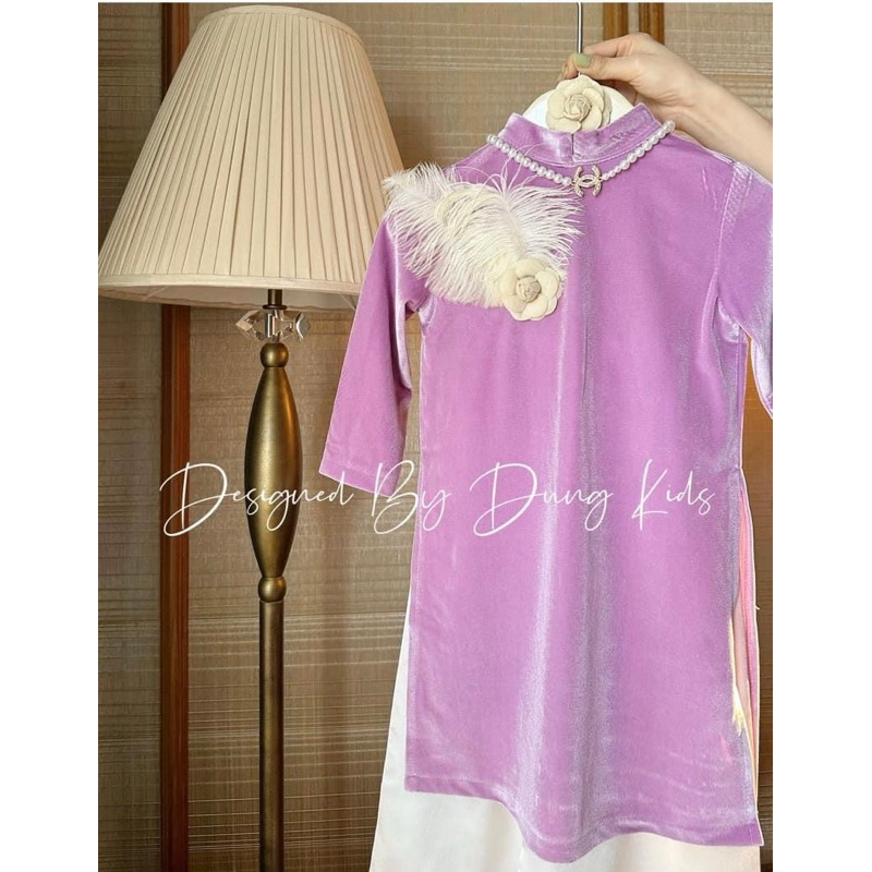 Set Áo Dài Nhung Tím Dungkid - Tết 2024