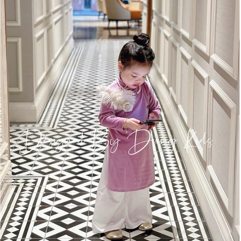 Set Áo Dài Nhung Tím Dungkid - Tết 2024