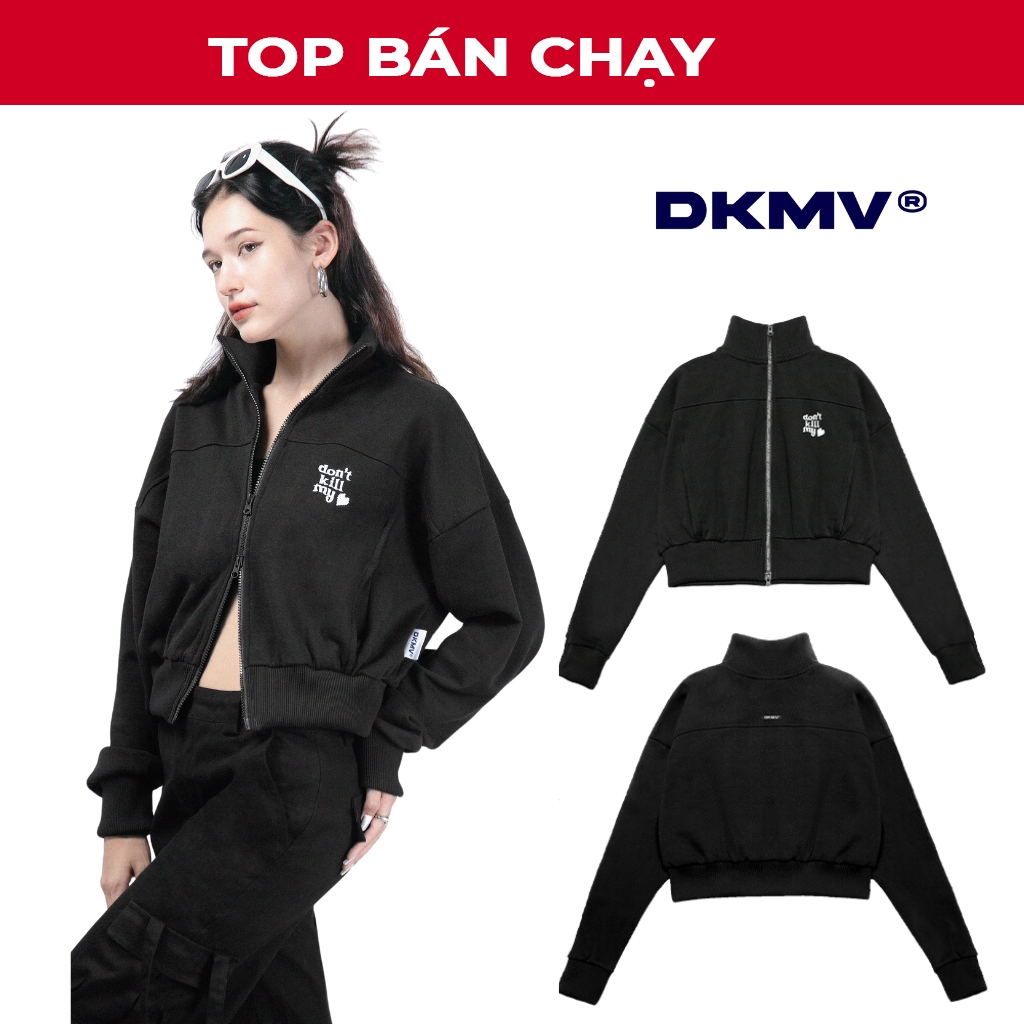 Áo khoác croptop nữ màu đen DKMV - Baby Jacket Spare | K16-AK4