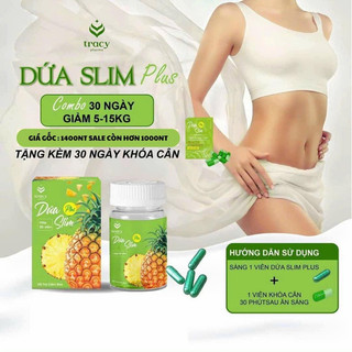  Giảm cân cực mạnh DỨA SLIM PLUS tặng kèm khoá cân 30v   giảm 5-10 kí sau 30 ngày   