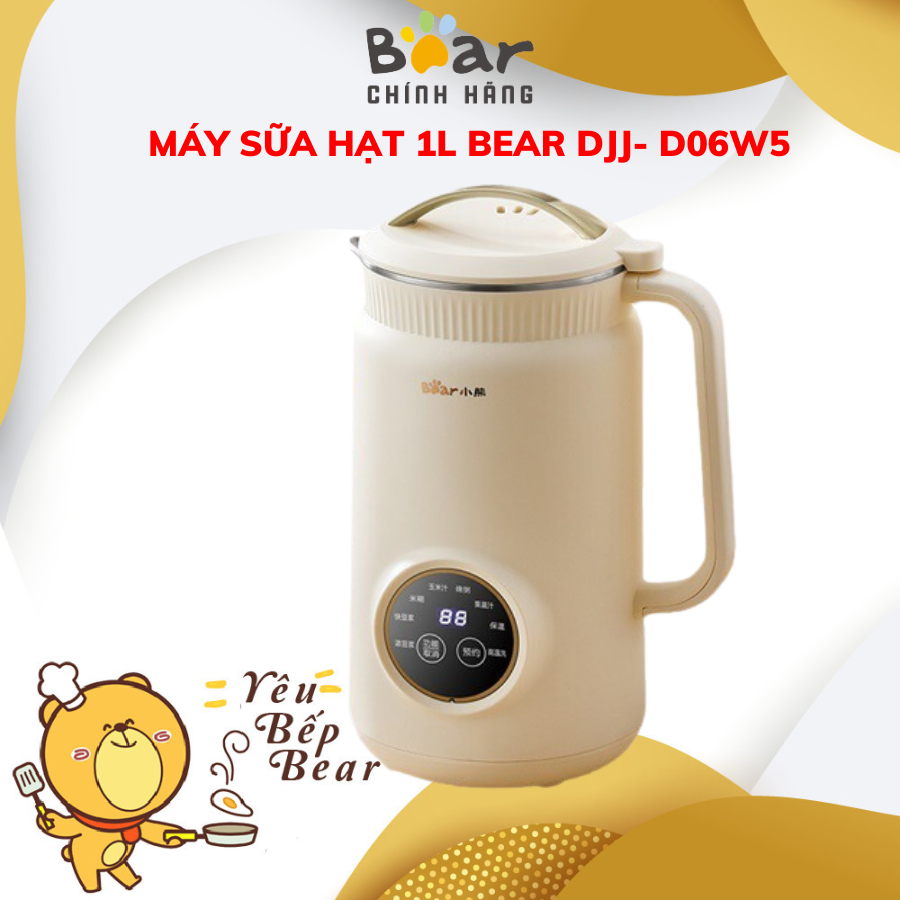 Máy làm sữa hạt 1L mini đa năng Bear DJJ- D06W5, Công suất 800W, Nấu sữa đậu nành, ngũ cốc, xay sinh tố, BH 18 Tháng