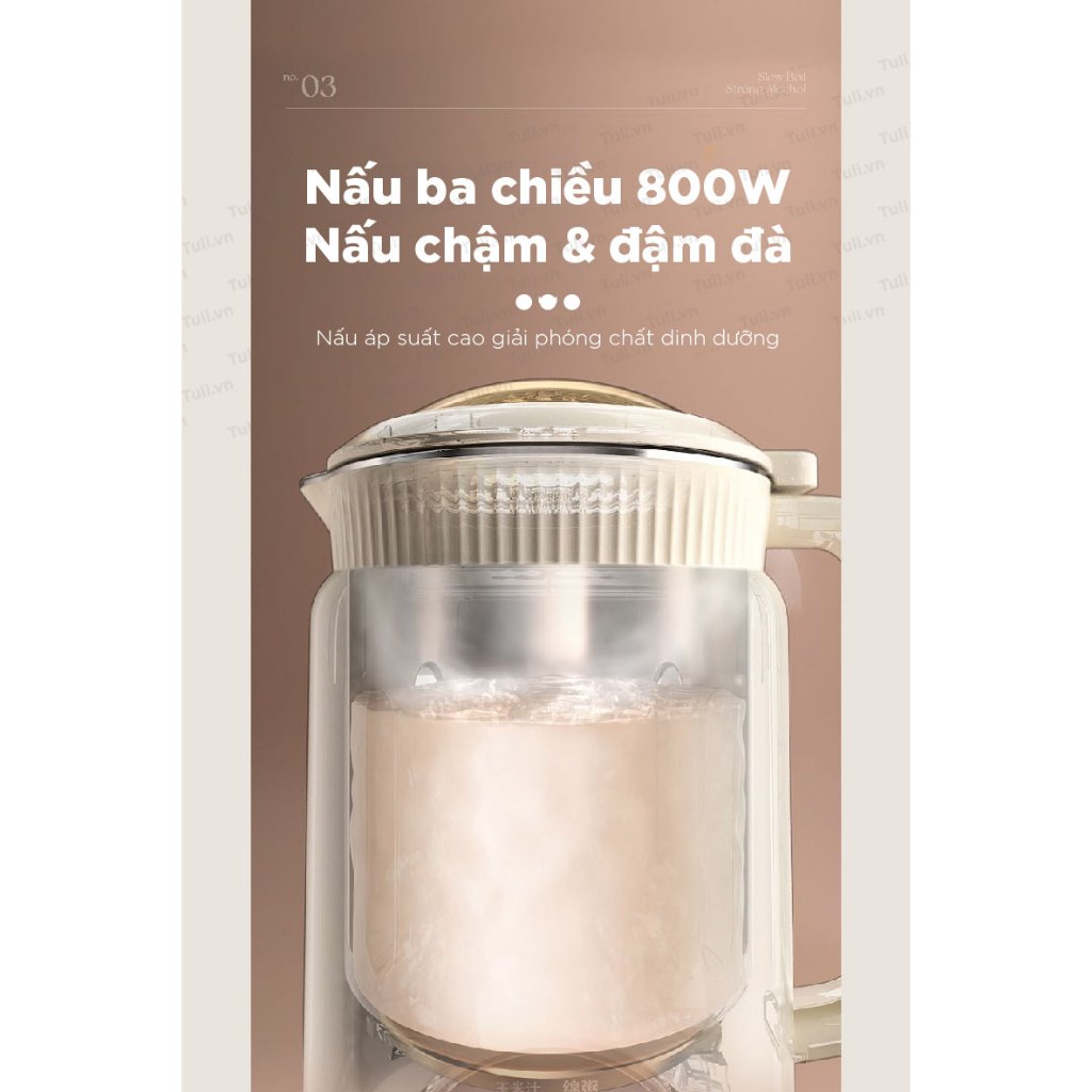 Máy làm sữa hạt 1L mini đa năng Bear DJJ- D06W5, Công suất 800W, Nấu sữa đậu nành, ngũ cốc, xay sinh tố, BH 18 Tháng