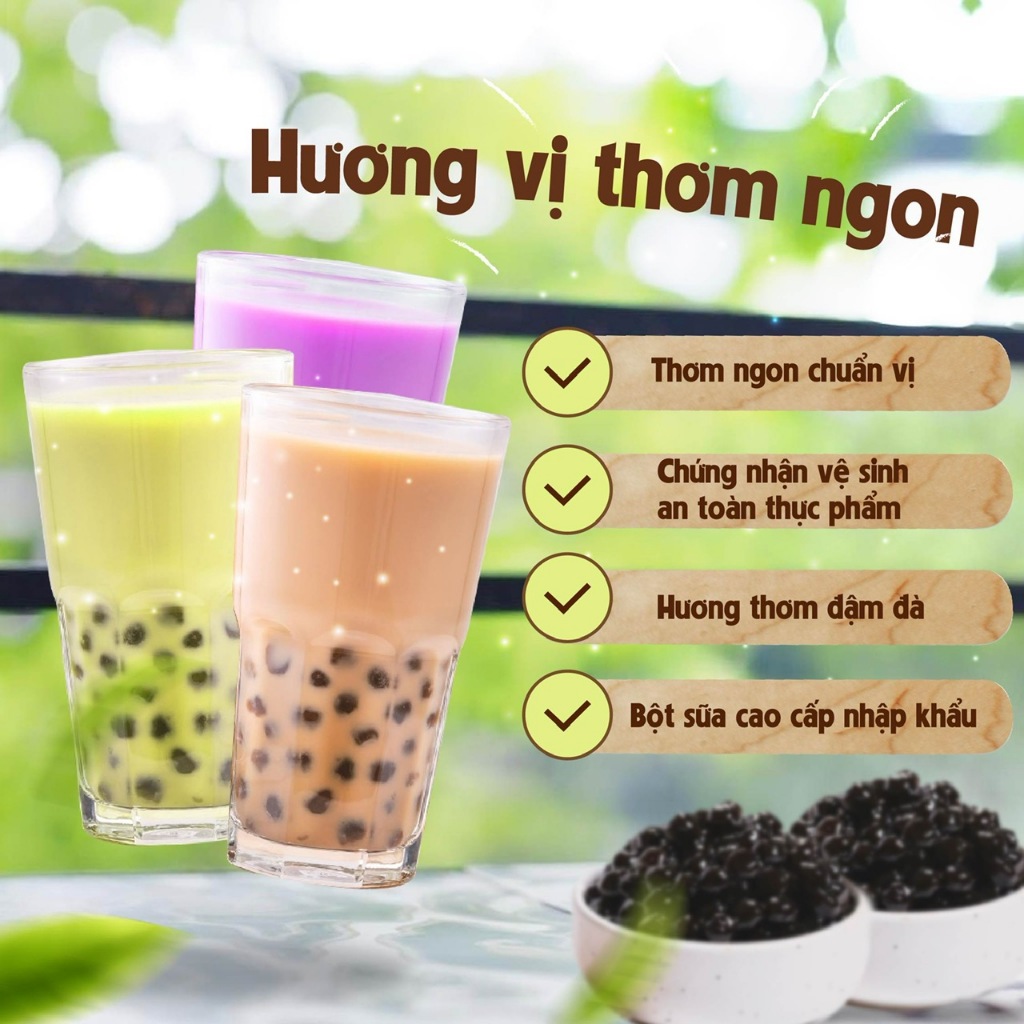 Set Trà Sữa Tự Pha AMMU (32-35 LY)  có 7 vị  Phúc Long, Thái Xanh, Thái Đỏ, Khoai Môn, Sô Cô la