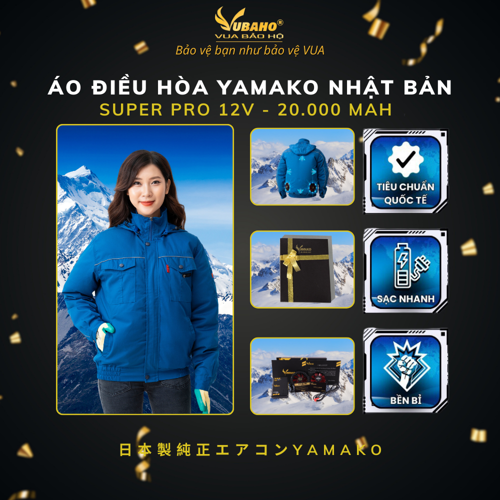 Áo Điều Hòa Nhật Bản YAMAKO, áo quạt điều hoà 9 cánh 17V 30000MAH VUA BẢO HỘ