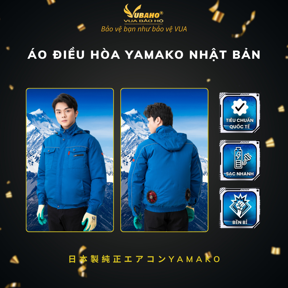 Áo Điều Hòa Nhật Bản YAMAKO, áo quạt điều hoà 9 cánh 17V 30000MAH VUA BẢO HỘ