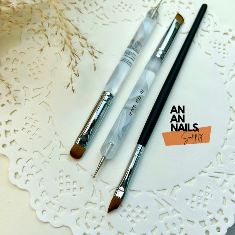 Cọ French đầu móng trắng lau sơn lem khóe , cọ chấm bi