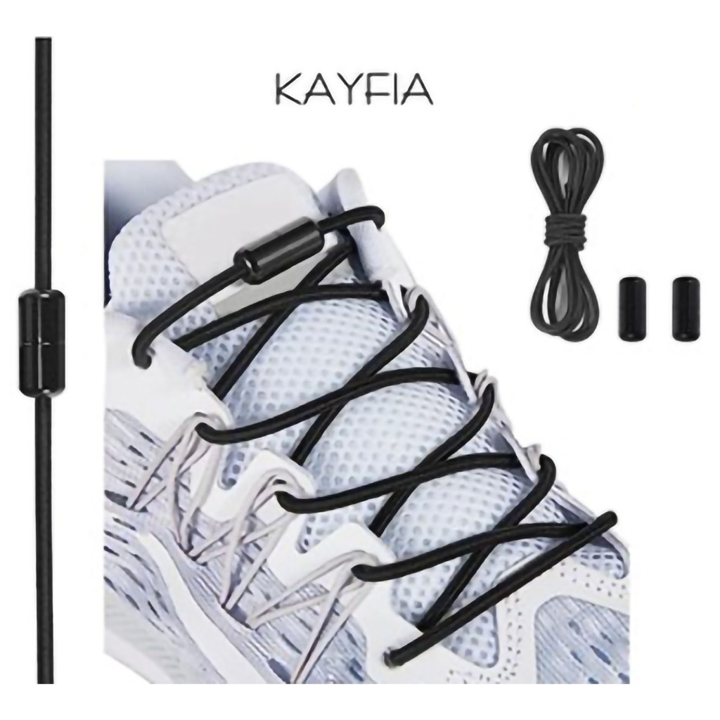 KAYFIA 2 Dây Giày Co Giãn + 2 khóa Kim Loại Thời Trang Phù Hợp Với Giày Thể Thao