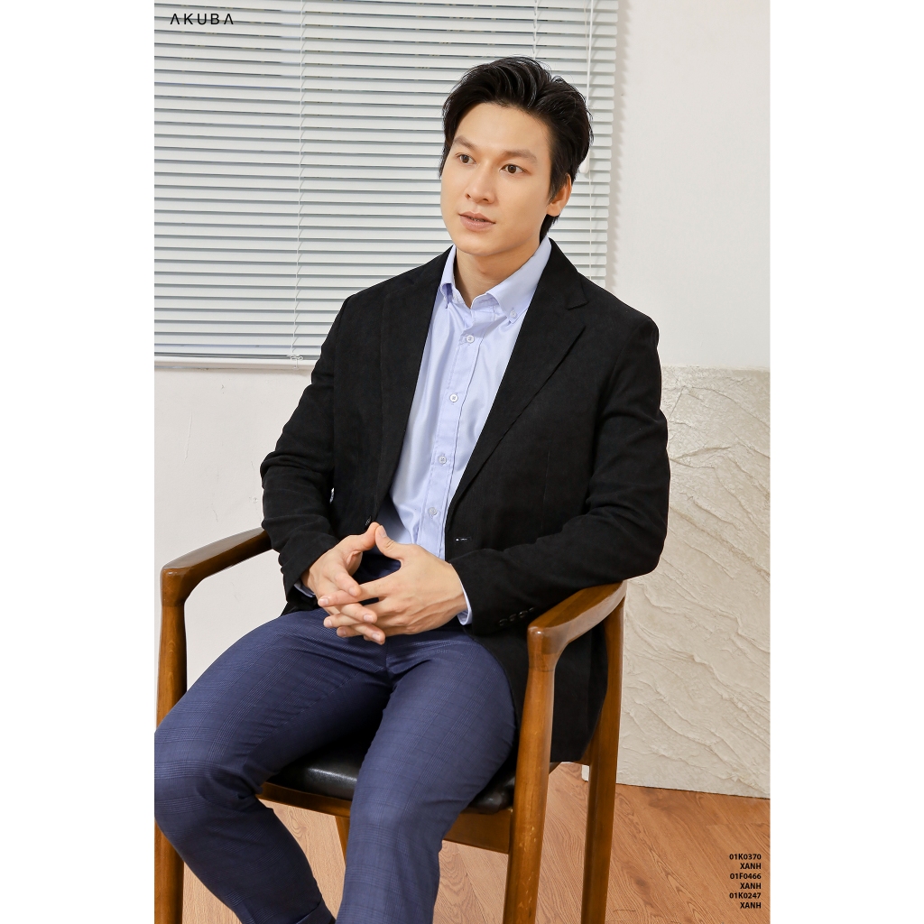 Áo khoác blazer nam AKUBA form skinny, ít nhăn, đứng form, áo vest nam phong cách Hàn Quốc 01K0370