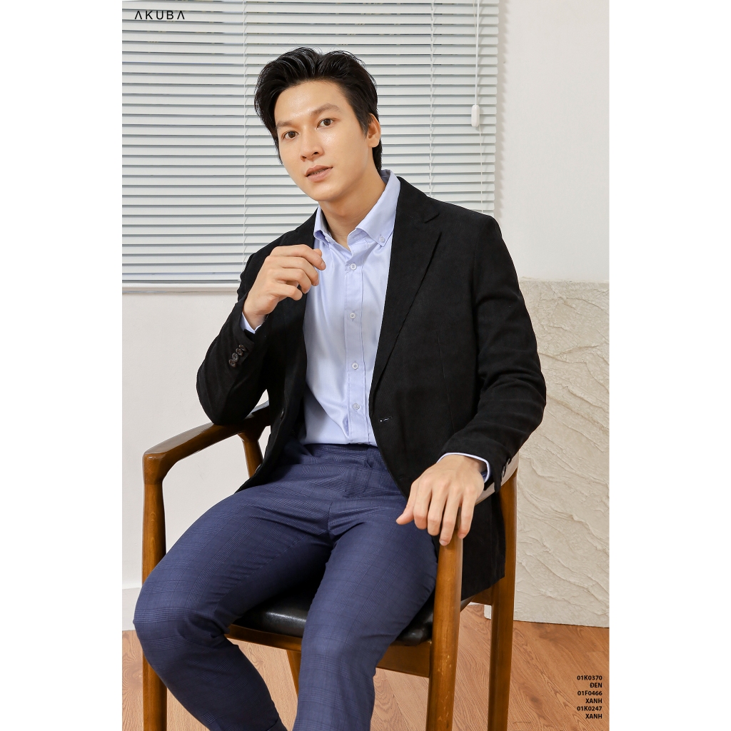 Áo khoác blazer nam AKUBA form skinny, ít nhăn, đứng form, áo vest nam phong cách Hàn Quốc 01K0370