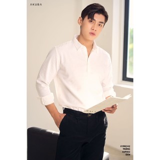  Áo sơ mi nam AKUBA cotton tay dài form oversize, thoáng mát, thấm hút mồ hôi tốt 01M0342