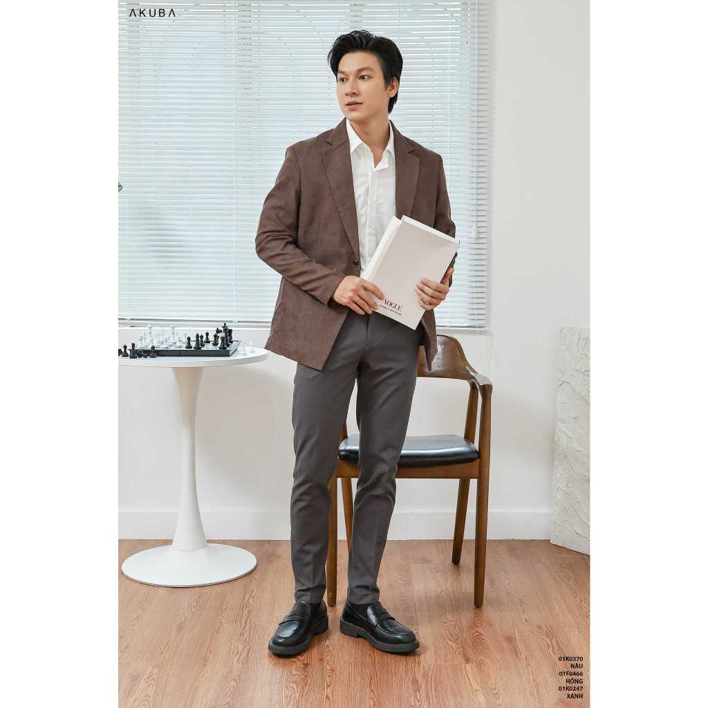 Áo khoác blazer nam AKUBA form skinny, ít nhăn, đứng form, áo vest nam phong cách Hàn Quốc 01K0370