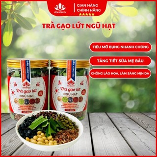 Trà gạo lứt ngũ hạt mix 5 loại hạt hỗ trợ giảm cân tốt cho tim mạch hộp 500gram