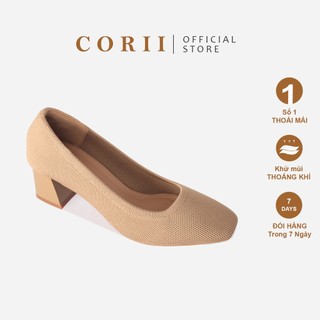 CORII - Giày Bít Cao Gót Mũi Vuông The Elegance Thời Trang và Thoải Mái Nhất - CR04EG2 Kem Da