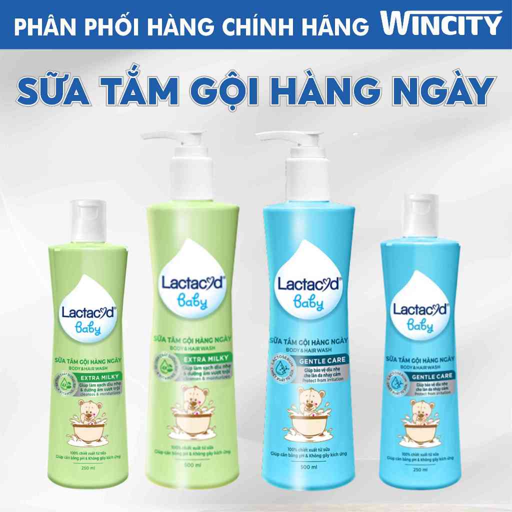 Sữa tắm gội trẻ em Lactacyd Baby Extra Milky và Gentle Care