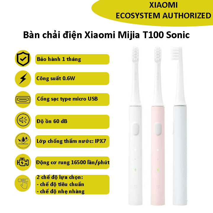 Bàn chải điện xiaomi Mijia T100 2 chế độ vận hành