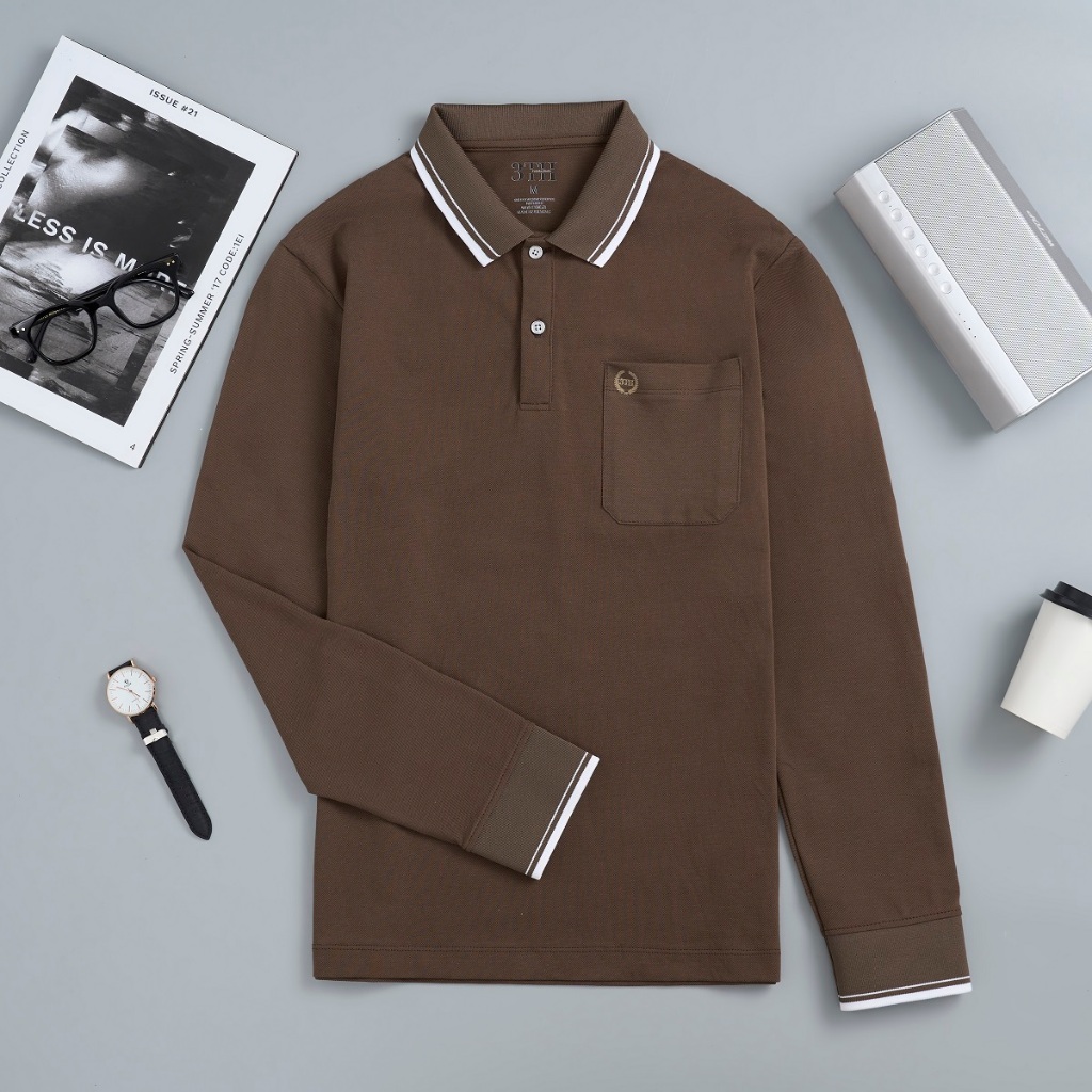Áo thun nam 3TH dài tay có túi cotton mềm mịn, co giãn 4 chiều