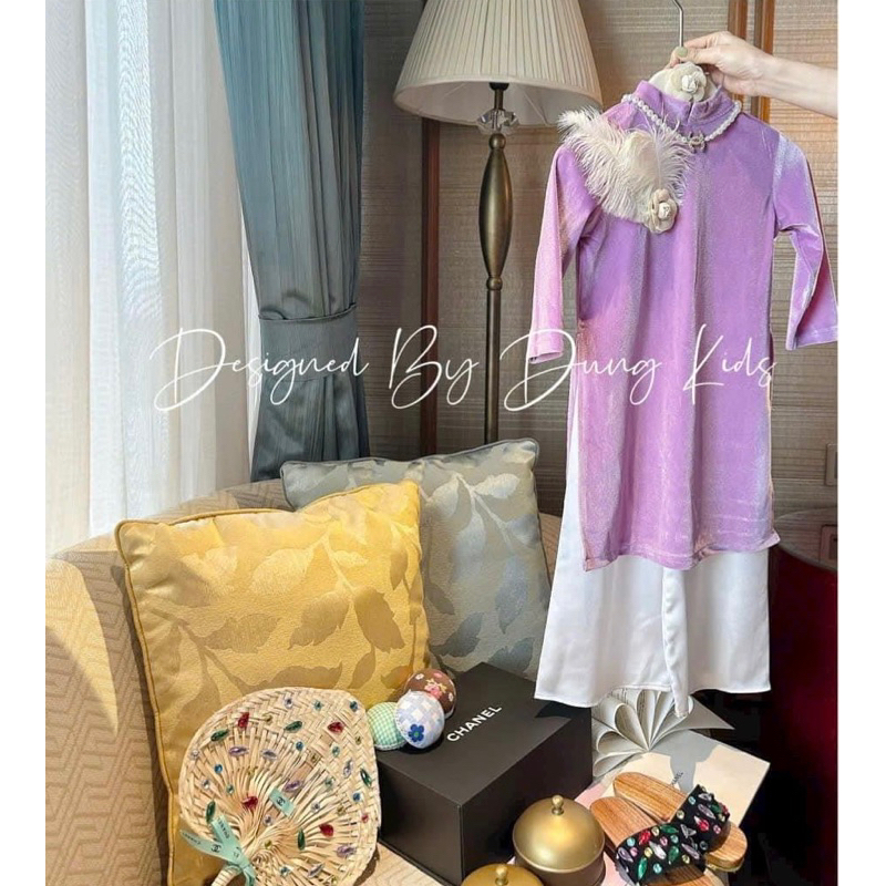 Set Áo Dài Nhung Tím Dungkid - Tết 2024