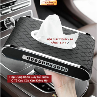  Hộp Đựng Khăn Giấy Để Taplo Ô Tô Cao Cấp Kèm Đồng Hồ  Bảng Số Điện Thoại Viền Mạ Kim Loại Sang Trọng khaihuyauto 