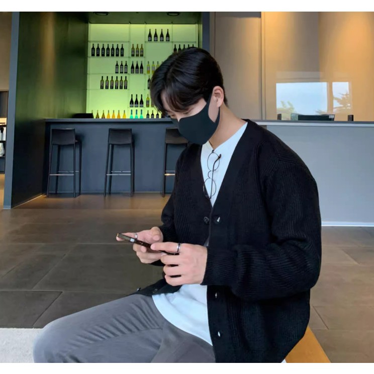 Áo Cadigan len nam kiểu dáng Hàn Quốc, cài cúc tay dài, chất dày dặn ABABA cadigan-tron