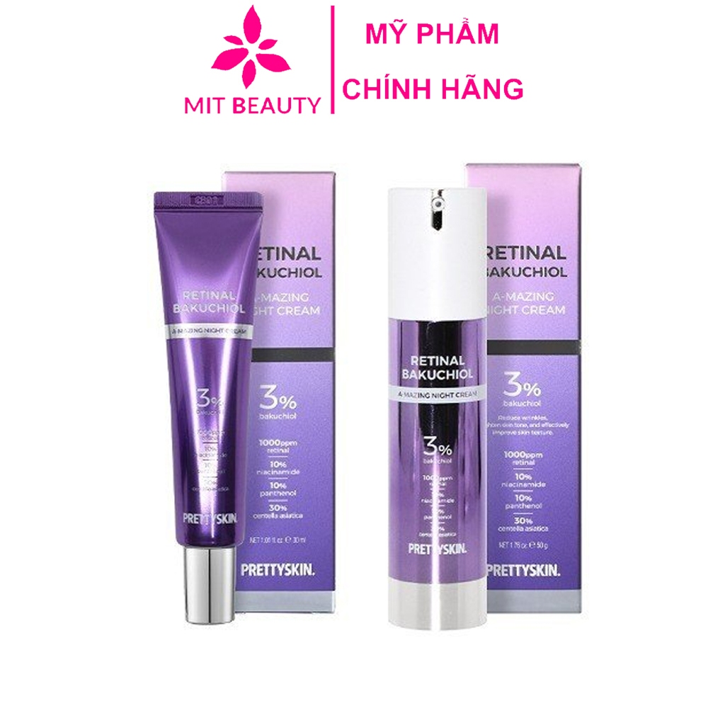 Kem retinal bakuchiol Pretty Skin Hàn Quốc 30ml Mit Beauty dưỡng ẩm phục hồi da căng bóng ngăn ngùa lão hóa