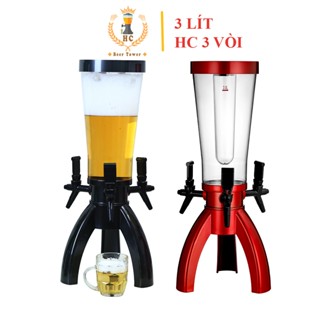 Tháp Bia (Bình Đựng Bia) 3 Vòi 3 Lít HC Đựng cocktail bia tươi nước ngọt Lõi đá giữ lạnh cho quán