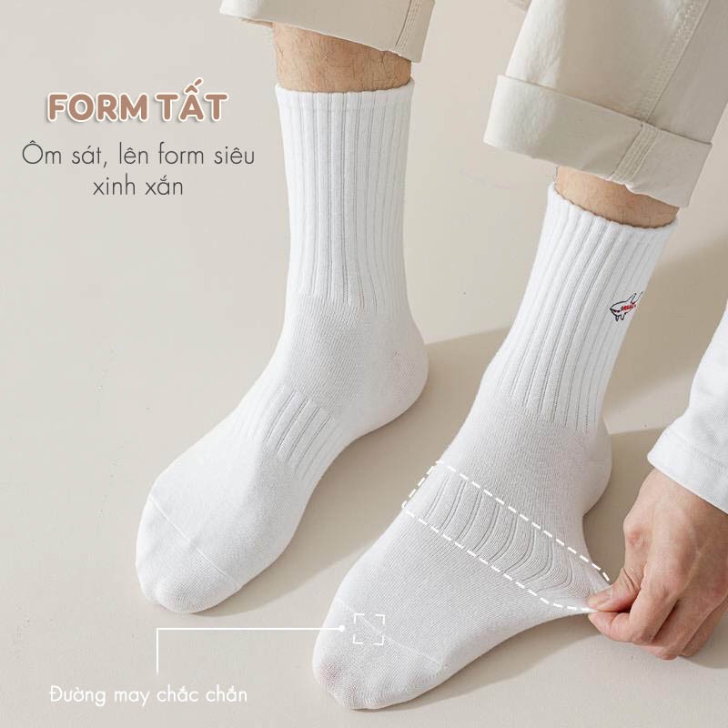 Tất vớ nam nữ đen trắng họa tiết đơn giản dễ mix đồ, chất liệu cotton co giãn 4 chiều - Sope Shop