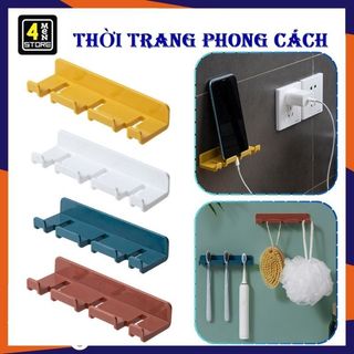 Kệ dán tường treo điện thoại , bàn chải , phích cắm đa năng - móc treo đồ 3 khe đa năng - giá đỡ bàn chải đánh răng dán