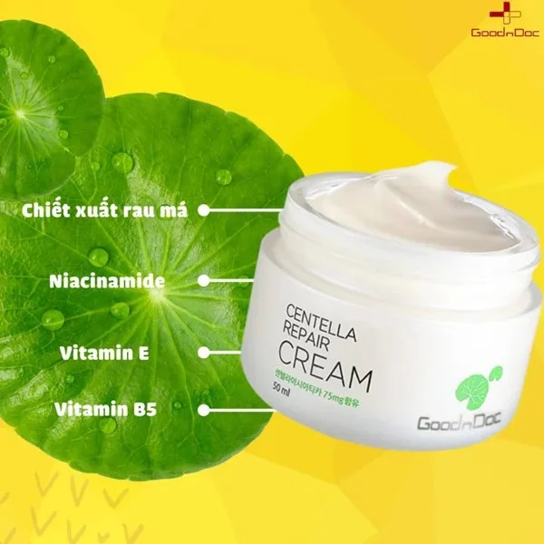 Kem dưỡng ẩm rau má GoodnDoc phục hồi làm sáng da Centella Repair 50ml