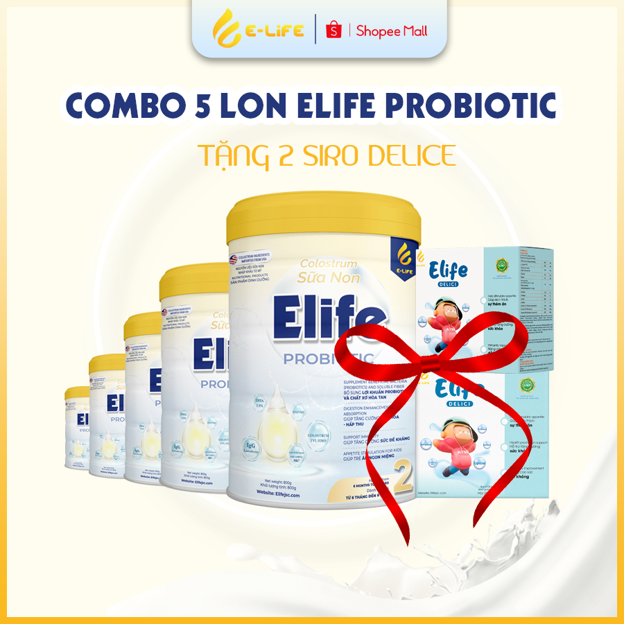 [Mua 5 Sữa non ELIFE 2 PROBIOTIC] - Tặng 2 Siro - Cho trẻ 1 - 6 tuổi (800g)