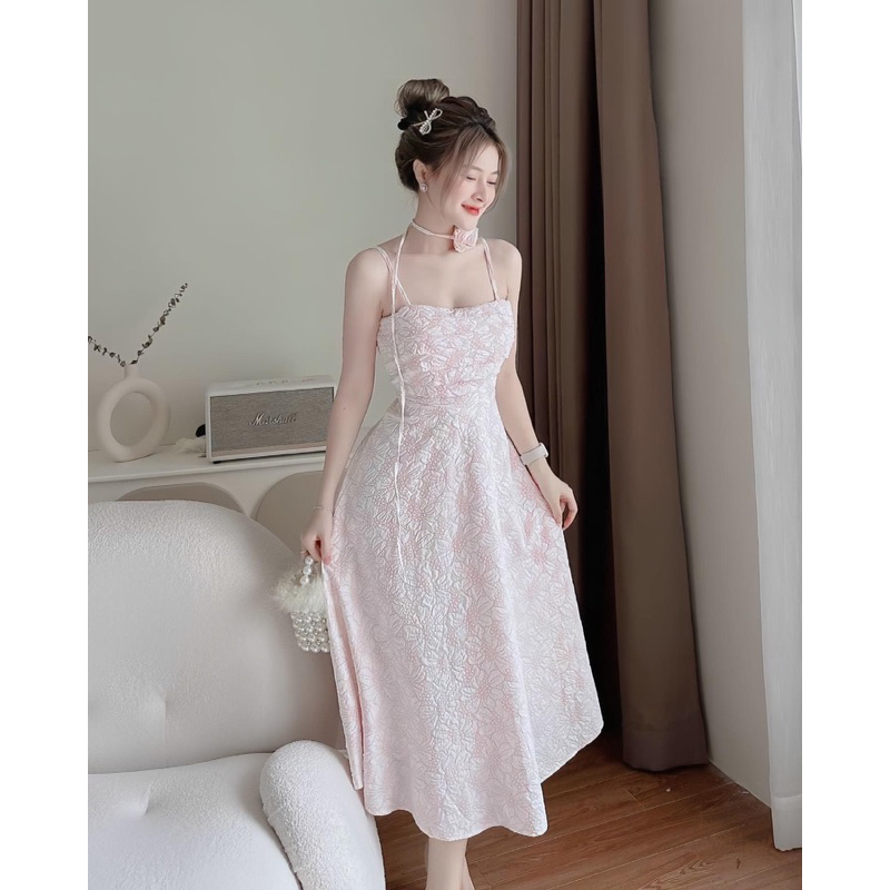 Đầm hoa hồng phối dây cổ - Chitchitstore