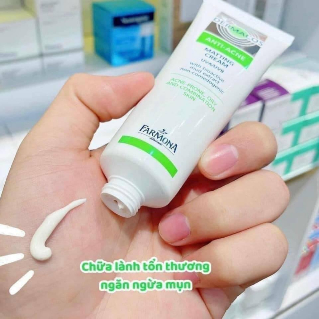 Kem Dưỡng Ẩm Dermacos Giảm Bóng Nhờn, Ngừa Mụn Farmona Dermacos Anti Acne Matting Cream 50ml