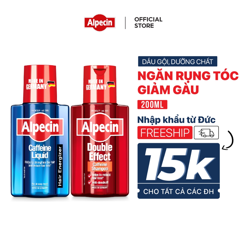 Combo Dầu gội và tinh chất giảm gàu ngứa, ngăn rụng tóc Alpecin caffeine Double Effect 200ml