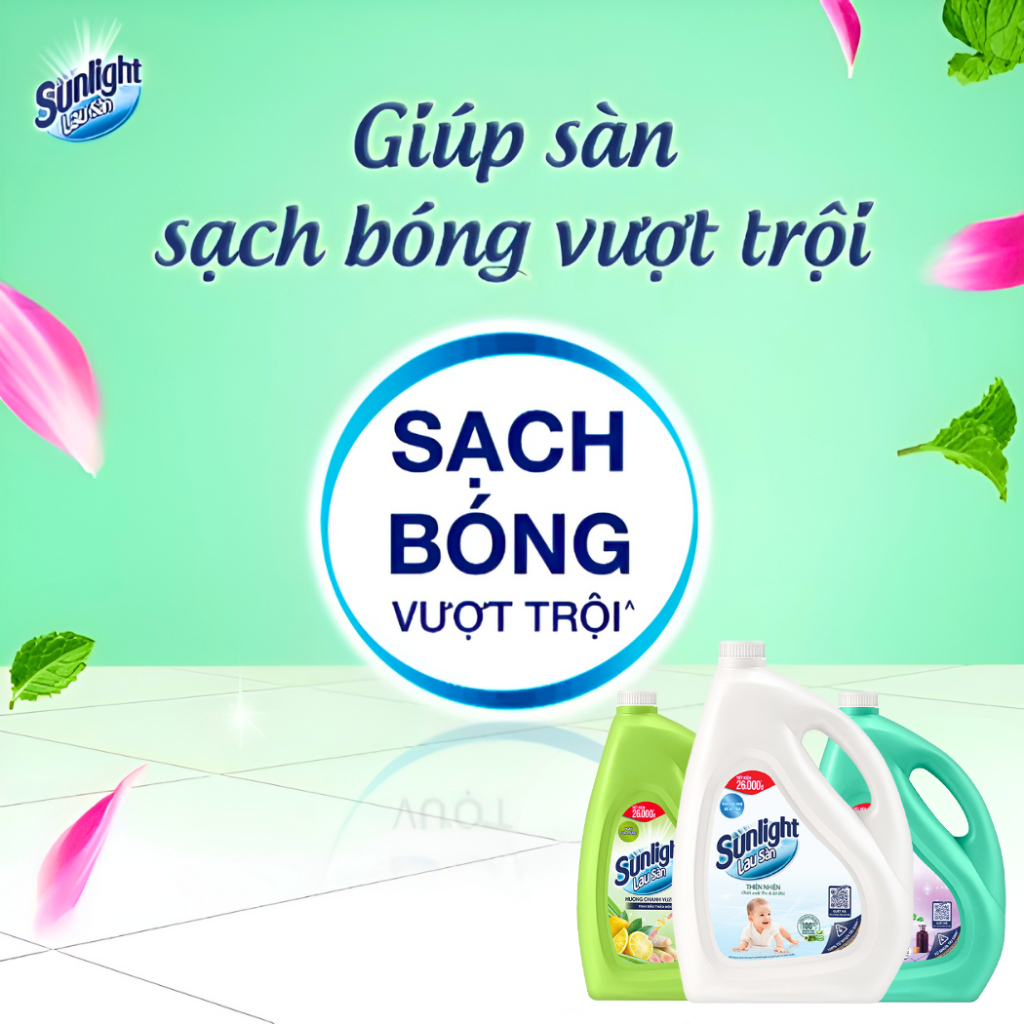 Nước Lau Sàn Sunlight, Nước Lau Nhà Cao Cấp Tinh Dầu Thảo Mộc Ngăn Côn Trùng Sạch Nhanh Phòng Khách, Bếp Can 3.6kg