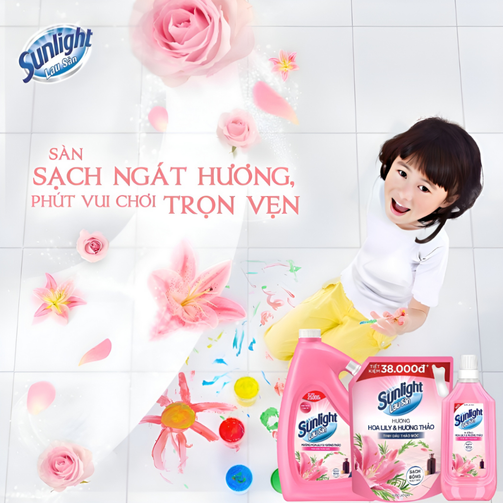 Nước Lau Sàn Sunlight, Nước Lau Nhà Cao Cấp Tinh Dầu Thảo Mộc Ngăn Côn Trùng Sạch Nhanh Phòng Khách, Bếp Can 3.6kg