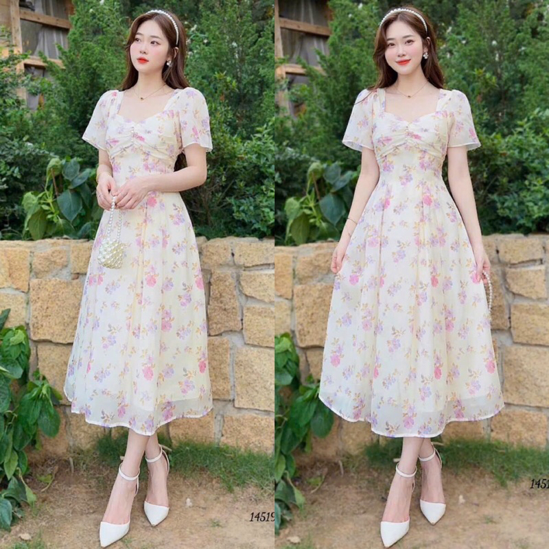 Đầm voan hoa _ Đầm thiết kế nhiều form size M.L.XL.2XL