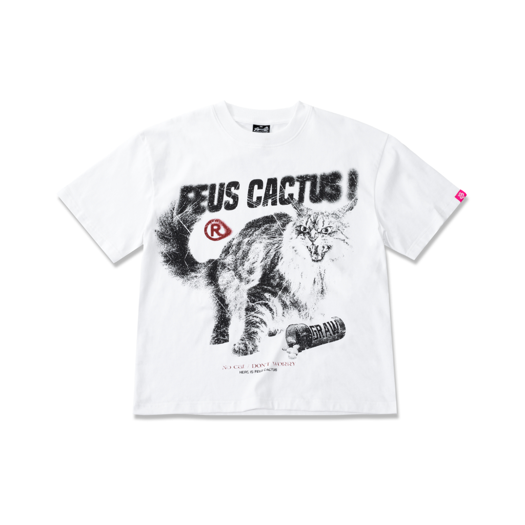 Áo Thun Boxy Unisex FEUS CACTUS Graw / White