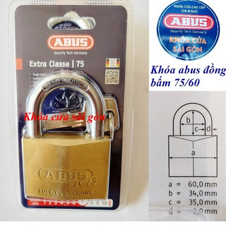 Ổ khóa đồng bấm abus 75/60 thân rộng 60mm